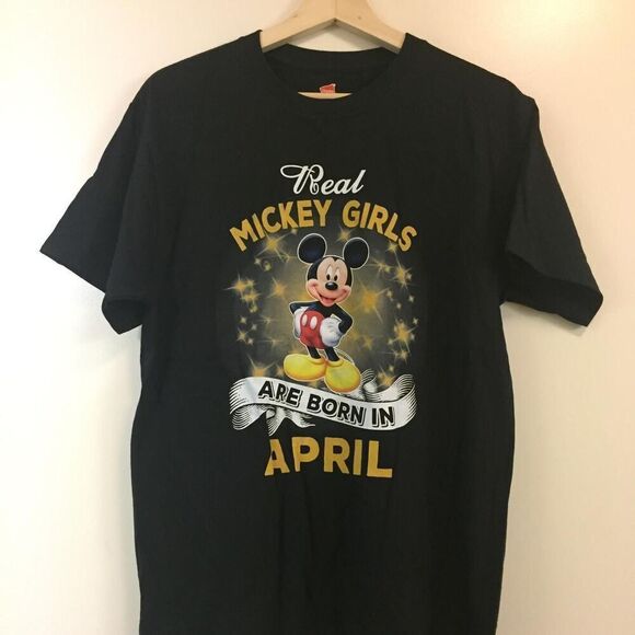 Real Mickey Girls are Born in April T-shirt size Medium - Picture 1 of 1